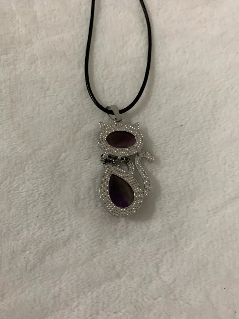 Cat Pendant Necklace with Amethyst Stone